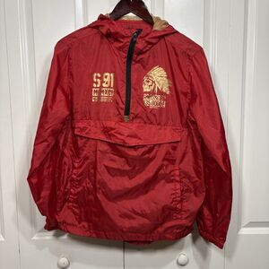 Southpole Jacket Boys L Red Hooded Windbreaker Streetwear Y2K Graphic Hip Hop